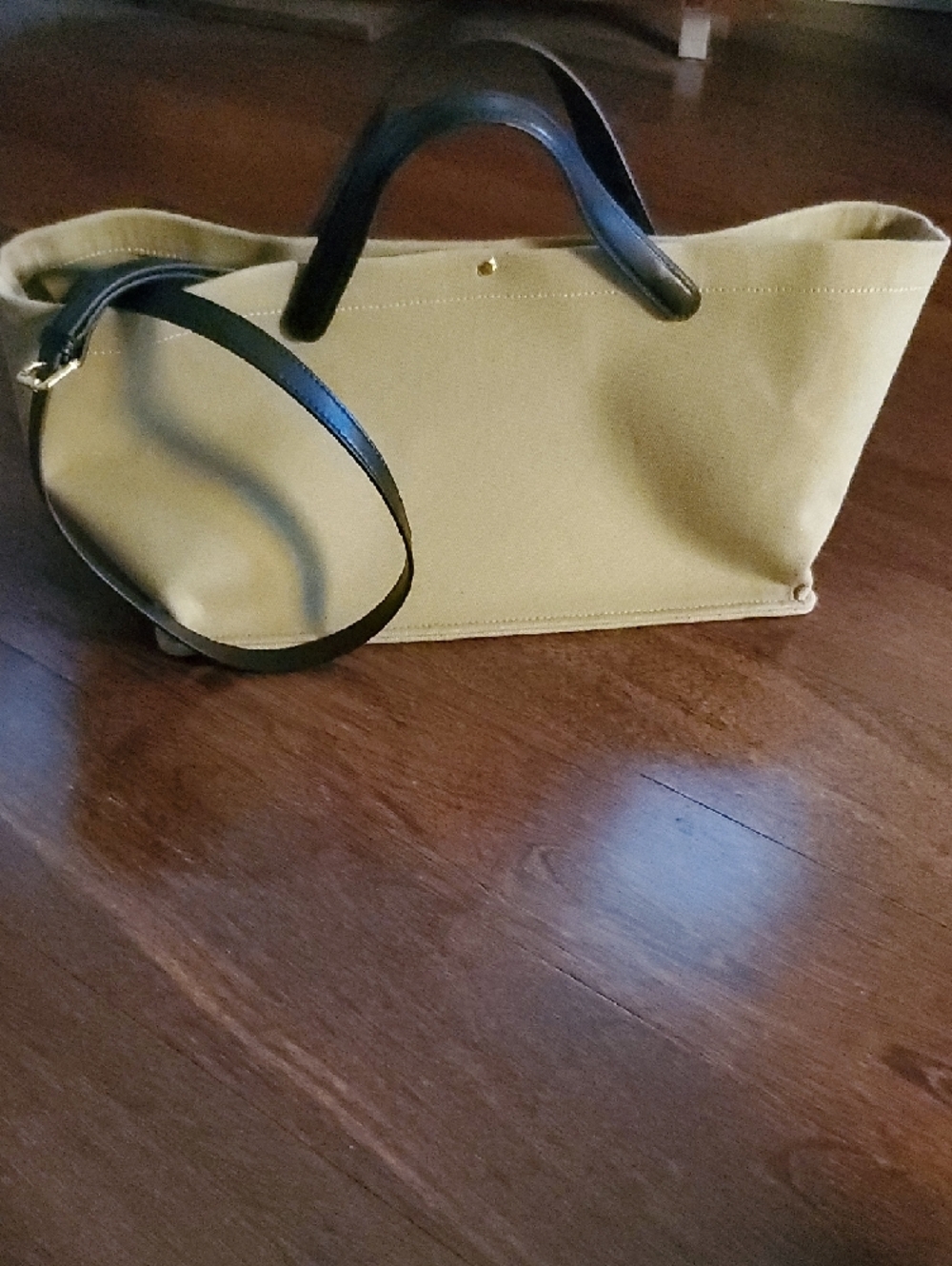 Canvas Shoulder Tote Handbag with Black Handles - Picture 2 of 6